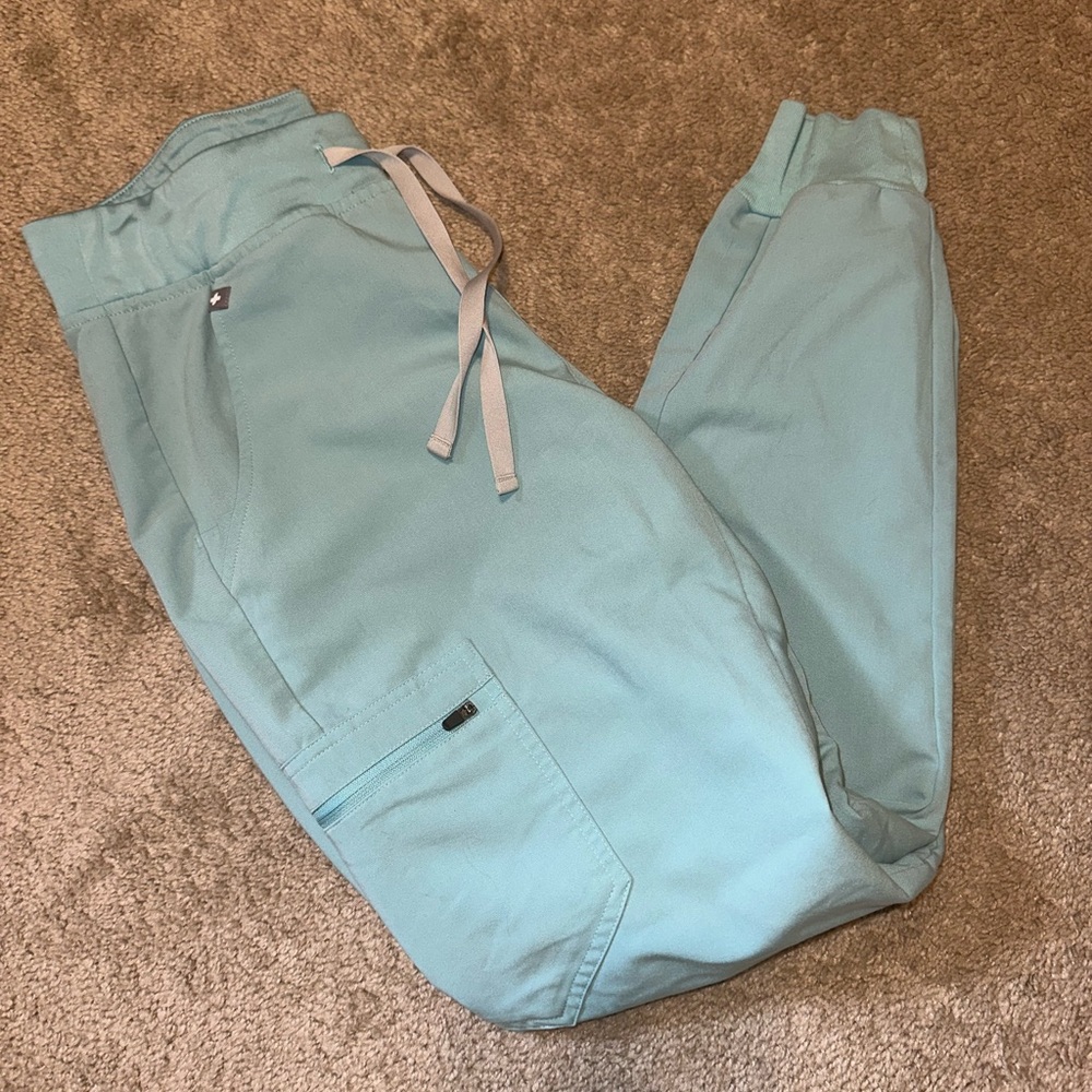 Figs seaglass high waisted Zamora jogger scrub pants